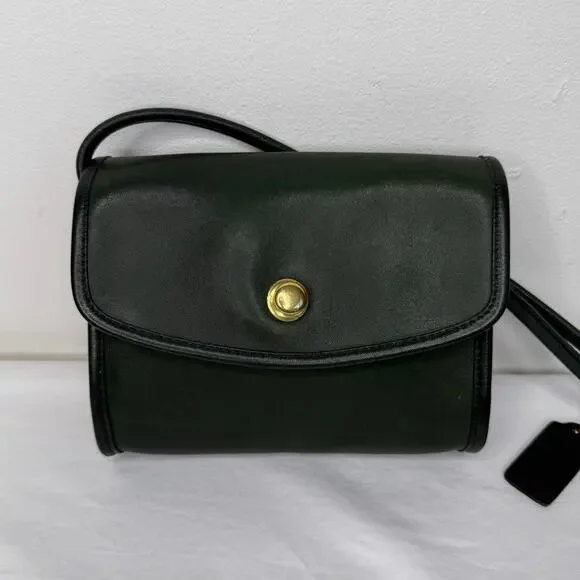 Coach Vintage Chrystie Crossbody Bottle Green Leather USA Rare 90s Bag - Picture 2 of 11